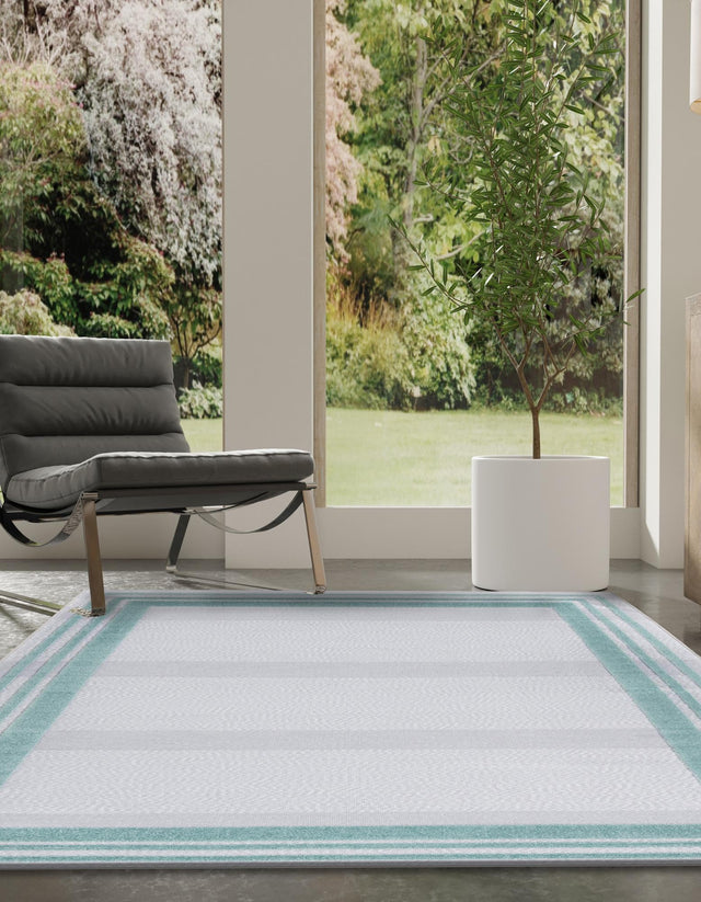 Gray Teal 2' x 3' Aruba Outdoor Rectangle Area Rug Weather Resistant for Patio, Deck, Terrace, Balcony, Porch for Sale at Rug Engine