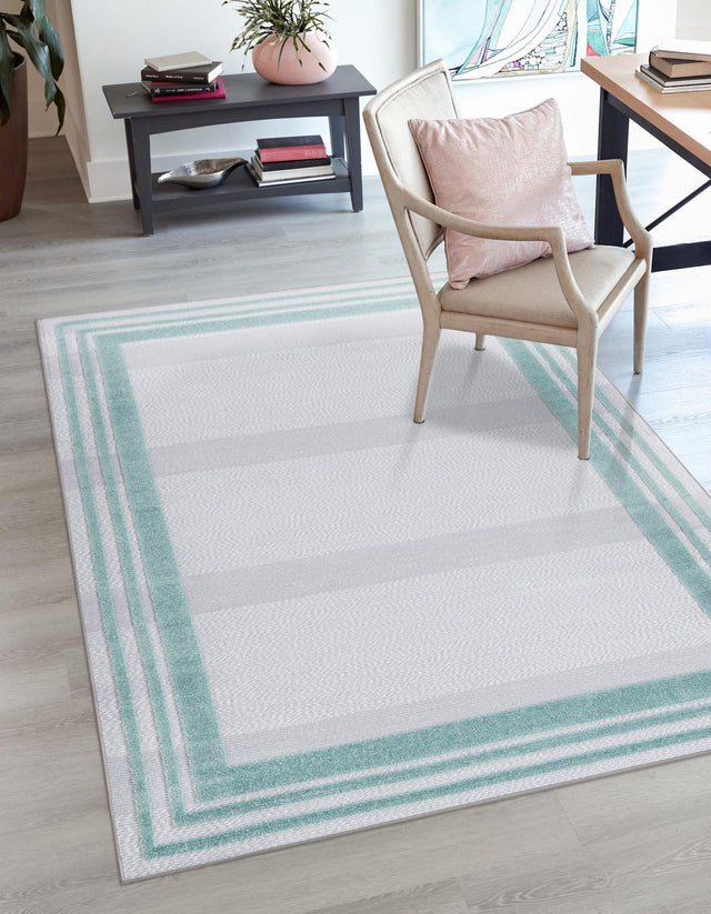Gray Teal 7' 10 x 10' Aruba Outdoor Rectangle Area Rug Weather Resistant for Patio, Deck, Terrace, Balcony, Porch for Sale at Rug Engine