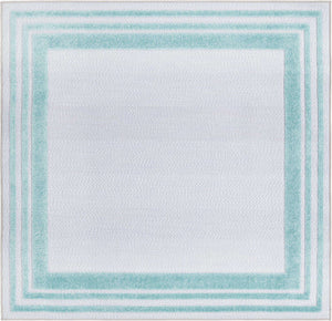 Gray Teal 5' 3 x 5' 3 Aruba Outdoor Square Area Rug Weather Resistant for Patio, Deck, Terrace, Balcony, Porch for Sale at Rug Engine