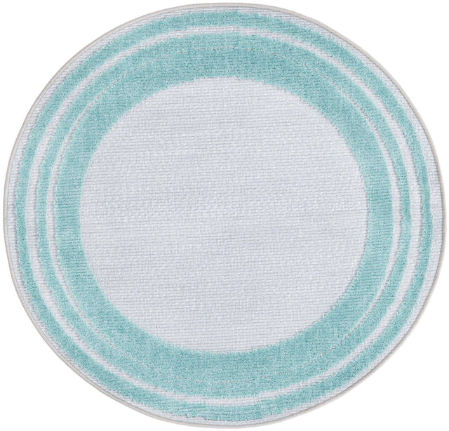 Gray Teal 3' 3 x 3' 3 Aruba Outdoor Round Area Rug Weather Resistant for Patio, Deck, Terrace, Balcony, Porch for Sale at Rug Engine