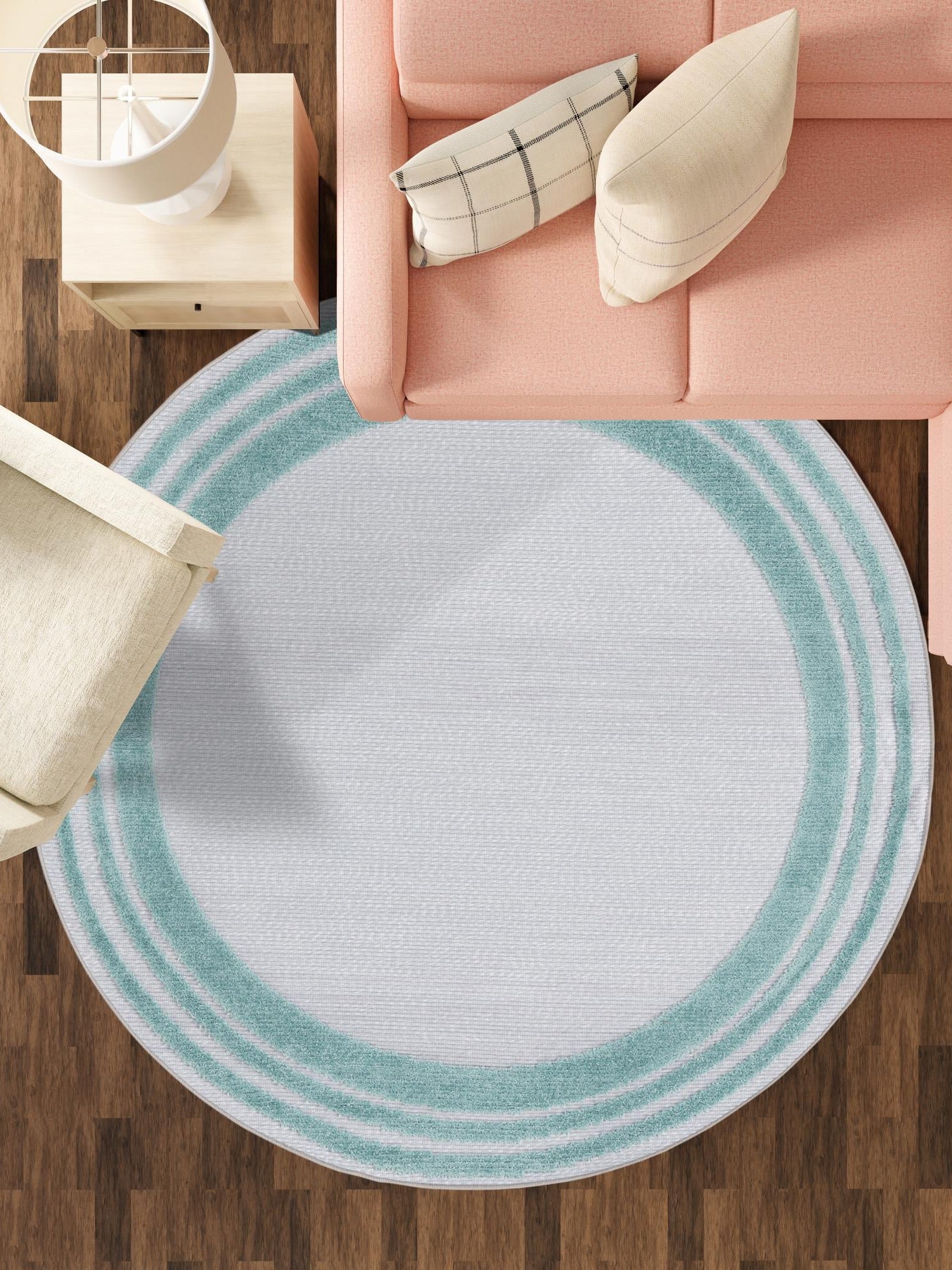 Gray Teal 3' 3 x 3' 3 Aruba Outdoor Round Area Rug Weather Resistant for Patio, Deck, Terrace, Balcony, Porch for Sale at Rug Engine
