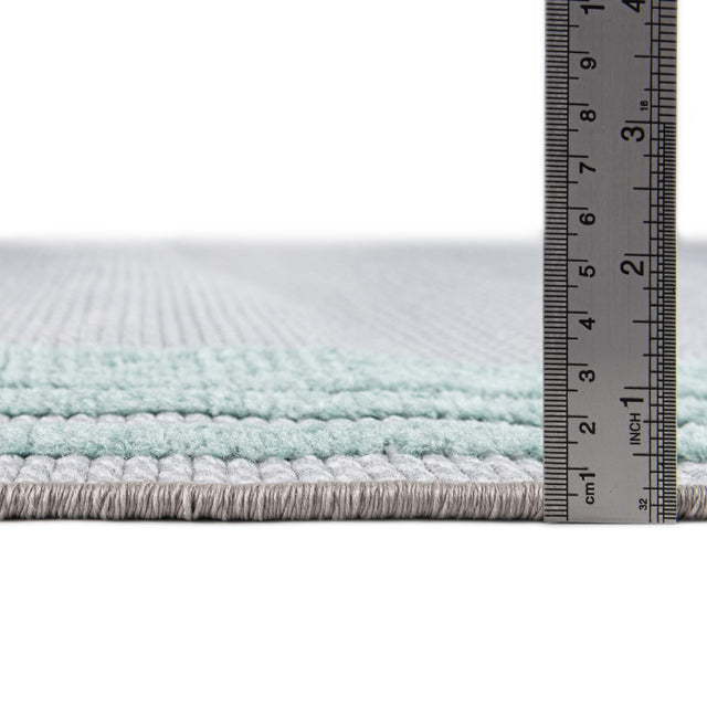 Gray Teal 5' 3 x 5' 3 Aruba Outdoor Round Area Rug Weather Resistant for Patio, Deck, Terrace, Balcony, Porch for Sale at Rug Engine
