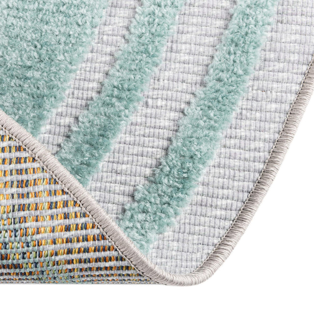 Gray Teal 5' 3 x 5' 3 Aruba Outdoor Round Area Rug Weather Resistant for Patio, Deck, Terrace, Balcony, Porch for Sale at Rug Engine