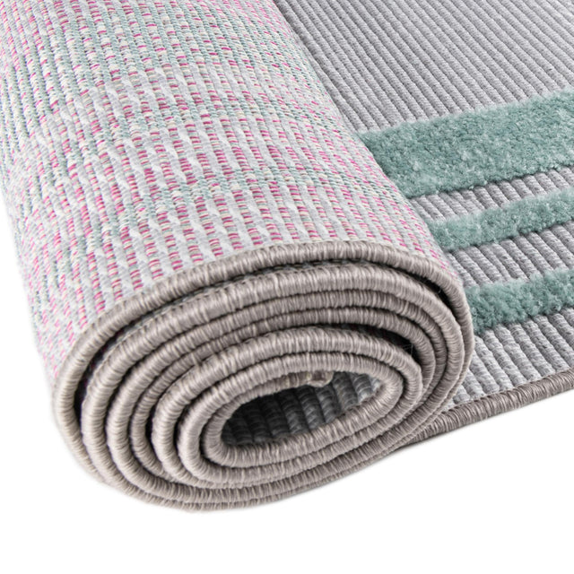 Gray Teal 5' 3 x 5' 3 Aruba Outdoor Round Area Rug Weather Resistant for Patio, Deck, Terrace, Balcony, Porch for Sale at Rug Engine