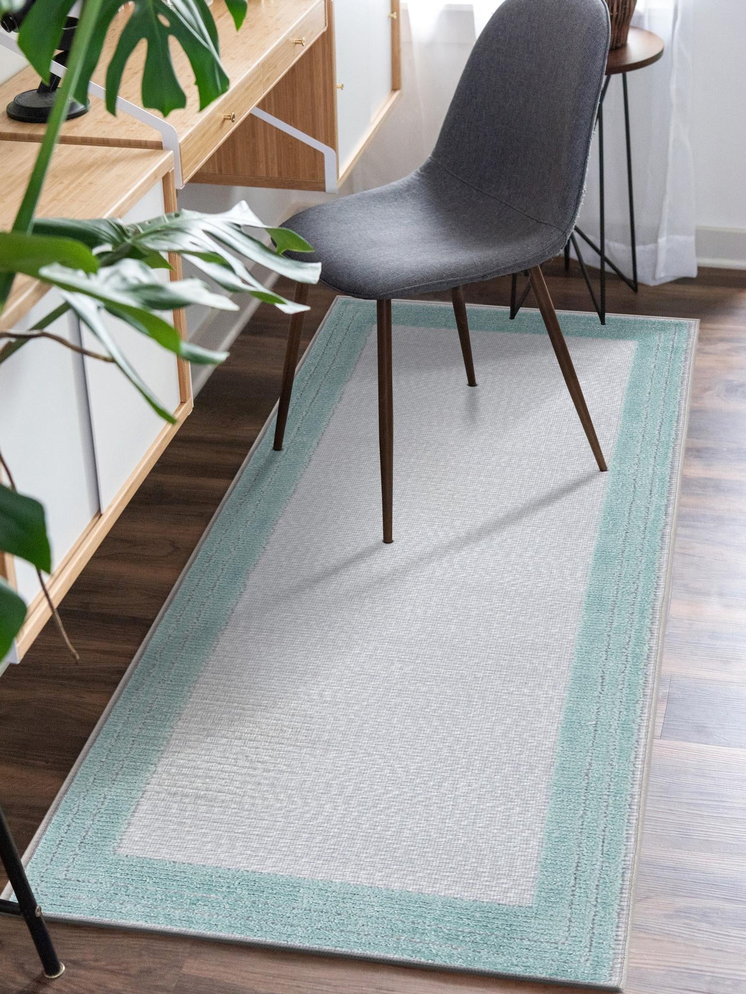 Gray Teal 2' x 6' Aruba Outdoor Runner Area Rug Weather Resistant for Patio, Deck, Terrace, Balcony, Porch for Sale at Rug Engine