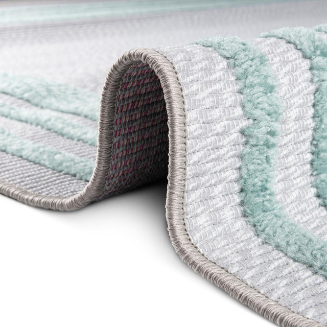 Gray Teal 2' x 10' Aruba Outdoor Runner Area Rug Weather Resistant for Patio, Deck, Terrace, Balcony, Porch for Sale at Rug Engine