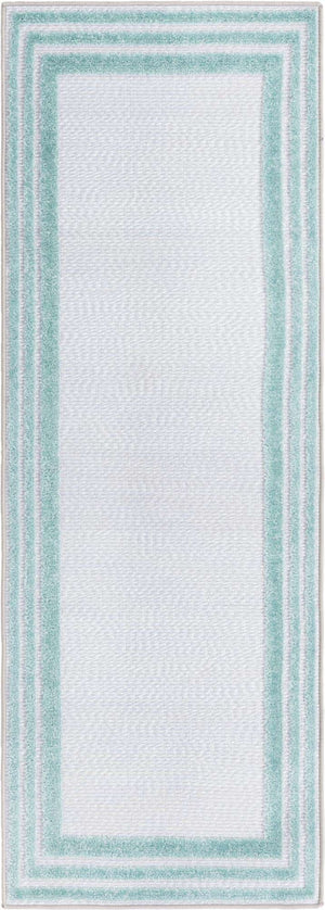 Gray Teal 2' x 6' Aruba Outdoor Runner Area Rug Weather Resistant for Patio, Deck, Terrace, Balcony, Porch for Sale at Rug Engine