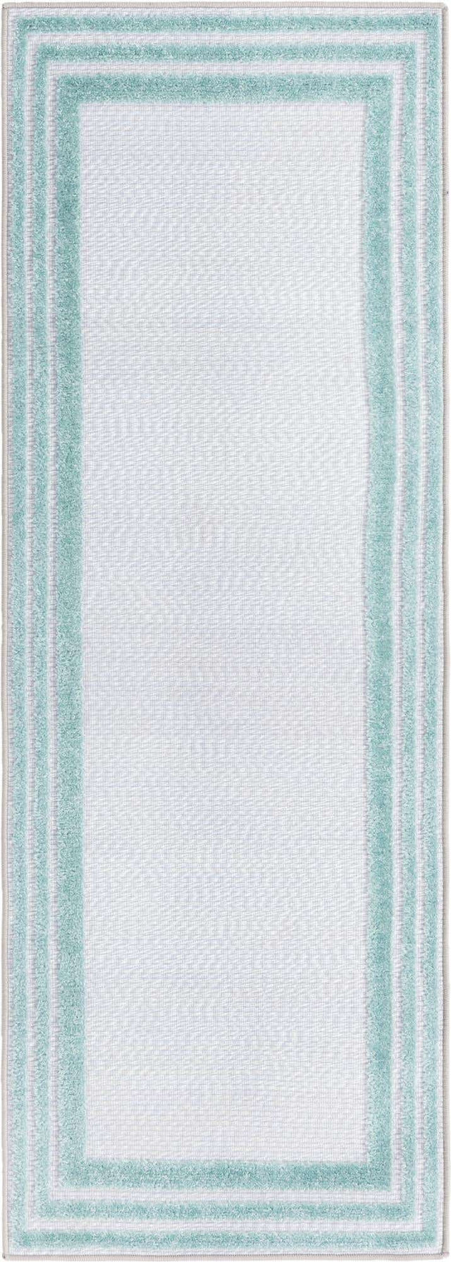 Gray Teal 2' x 6' Aruba Outdoor Runner Area Rug Weather Resistant for Patio, Deck, Terrace, Balcony, Porch for Sale at Rug Engine