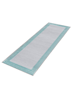 Gray Teal 2' x 8' Aruba Outdoor Runner Area Rug Weather Resistant for Patio, Deck, Terrace, Balcony, Porch for Sale at Rug Engine