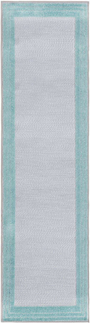 Gray Teal 2' x 8' Aruba Outdoor Runner Area Rug Weather Resistant for Patio, Deck, Terrace, Balcony, Porch for Sale at Rug Engine