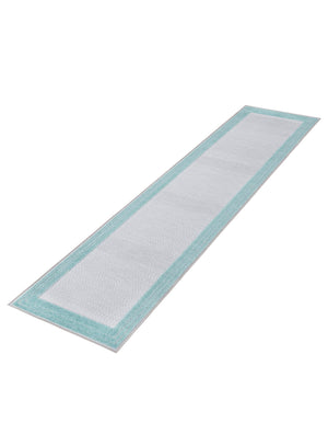 Gray Teal 2' x 10' Aruba Outdoor Runner Area Rug Weather Resistant for Patio, Deck, Terrace, Balcony, Porch for Sale at Rug Engine