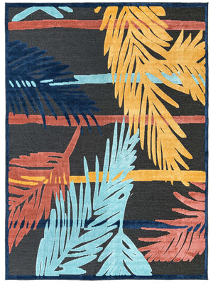 Charcoal 9' x 12' Belize Outdoor Rectangle Area Rug Weather Resistant for Patio, Deck, Terrace, Balcony, Porch 100% Polypropylene Colorful Fun Coastal Modern Carpet for Outside for Sale at Rug Engine