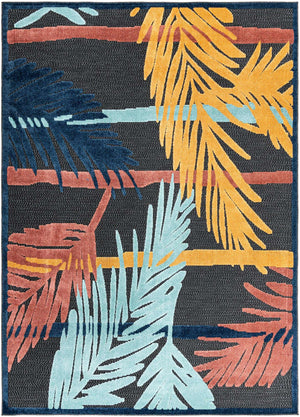 Charcoal 7' x 10' Belize Outdoor Rectangle Area Rug Weather Resistant for Patio, Deck, Terrace, Balcony, Porch 100% Polypropylene Colorful Fun Coastal Modern Carpet for Outside for Sale at Rug Engine