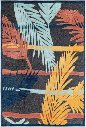 Charcoal 6' x 9' Belize Outdoor Rectangle Area Rug Weather Resistant for Patio, Deck, Terrace, Balcony, Porch 100% Polypropylene Colorful Fun Coastal Modern Carpet for Outside for Sale at Rug Engine