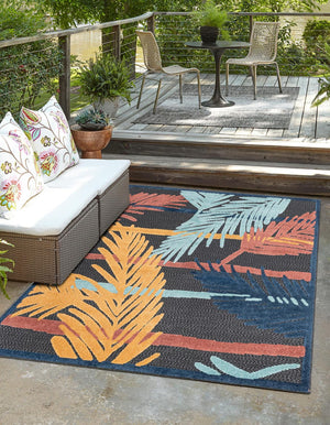 Charcoal 6' x 9' Belize Outdoor Rectangle Area Rug Weather Resistant for Patio, Deck, Terrace, Balcony, Porch 100% Polypropylene Colorful Fun Coastal Modern Carpet for Outside for Sale at Rug Engine