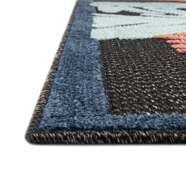Charcoal 7' 10 x 10' Belize Outdoor Rectangle Area Rug Weather Resistant for Patio, Deck, Terrace, Balcony, Porch 100% Polypropylene Colorful Fun Coastal Modern Carpet for Outside for Sale at Rug Engine