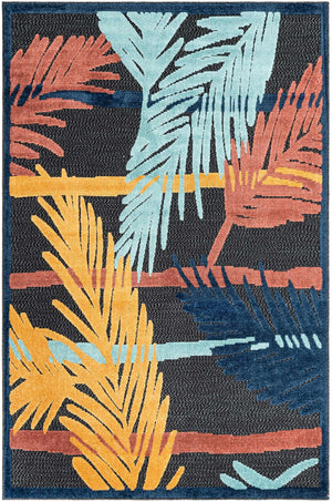 Charcoal 5' 3 x 8' Belize Outdoor Rectangle Area Rug Weather Resistant for Patio, Deck, Terrace, Balcony, Porch 100% Polypropylene Colorful Fun Coastal Modern Carpet for Outside for Sale at Rug Engine