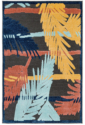 Charcoal 4' x 6' Belize Outdoor Rectangle Area Rug Weather Resistant for Patio, Deck, Terrace, Balcony, Porch 100% Polypropylene Colorful Fun Coastal Modern Carpet for Outside for Sale at Rug Engine