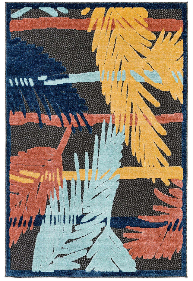 Charcoal 4' x 6' Belize Outdoor Rectangle Area Rug Weather Resistant for Patio, Deck, Terrace, Balcony, Porch 100% Polypropylene Colorful Fun Coastal Modern Carpet for Outside for Sale at Rug Engine