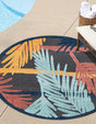 Charcoal 5' 3 x 5' 3 Belize Outdoor Round Area Rug Weather Resistant for Patio, Deck, Terrace, Balcony, Porch 100% Polypropylene Colorful Fun Coastal Modern Carpet for Outside for Sale at Rug Engine
