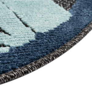 Charcoal 3' 3 x 3' 3 Belize Outdoor Round Area Rug Weather Resistant for Patio, Deck, Terrace, Balcony, Porch 100% Polypropylene Colorful Fun Coastal Modern Carpet for Outside for Sale at Rug Engine