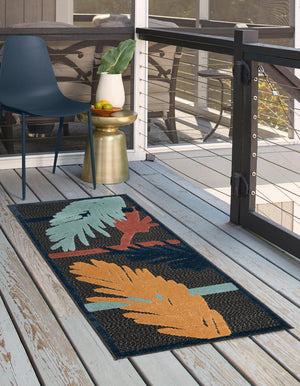 Charcoal 2' x 8' Belize Outdoor Runner Area Rug Weather Resistant for Patio, Deck, Terrace, Balcony, Porch 100% Polypropylene Colorful Fun Coastal Modern Carpet for Outside for Sale at Rug Engine