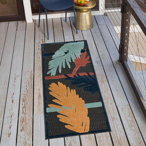 Charcoal 2' x 10' Belize Outdoor Runner Area Rug Weather Resistant for Patio, Deck, Terrace, Balcony, Porch 100% Polypropylene Colorful Fun Coastal Modern Carpet for Outside for Sale at Rug Engine