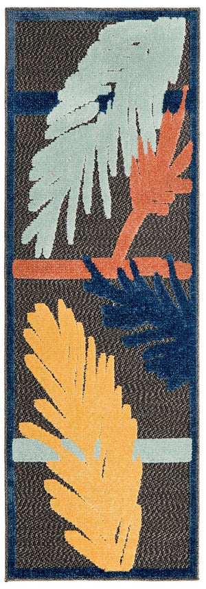 Charcoal 2' x 6' Belize Outdoor Runner Area Rug Weather Resistant for Patio, Deck, Terrace, Balcony, Porch 100% Polypropylene Colorful Fun Coastal Modern Carpet for Outside for Sale at Rug Engine