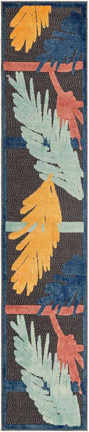 Charcoal 2' x 10' Belize Outdoor Runner Area Rug Weather Resistant for Patio, Deck, Terrace, Balcony, Porch 100% Polypropylene Colorful Fun Coastal Modern Carpet for Outside for Sale at Rug Engine