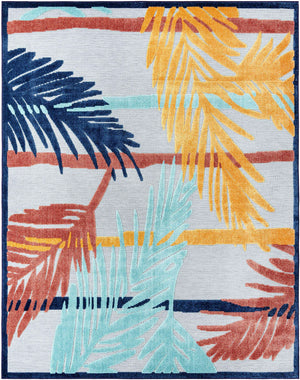Gray 7' 10 x 10' Belize Outdoor Rectangle Area Rug Weather Resistant for Patio, Deck, Terrace, Balcony, Porch 100% Polypropylene Colorful Fun Coastal Modern Carpet for Outside for Sale at Rug Engine