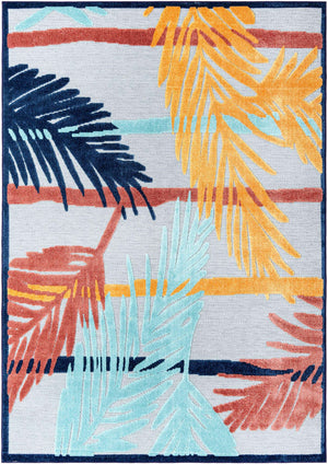 Gray 7' x 10' Belize Outdoor Rectangle Area Rug Weather Resistant for Patio, Deck, Terrace, Balcony, Porch 100% Polypropylene Colorful Fun Coastal Modern Carpet for Outside for Sale at Rug Engine