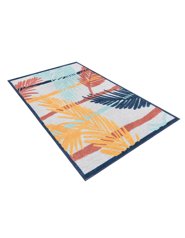 Gray 5' 3 x 8' Belize Outdoor Rectangle Area Rug Weather Resistant for Patio, Deck, Terrace, Balcony, Porch 100% Polypropylene Colorful Fun Coastal Modern Carpet for Outside for Sale at Rug Engine