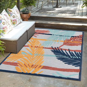 Gray 5' 3 x 8' Belize Outdoor Rectangle Area Rug Weather Resistant for Patio, Deck, Terrace, Balcony, Porch 100% Polypropylene Colorful Fun Coastal Modern Carpet for Outside for Sale at Rug Engine