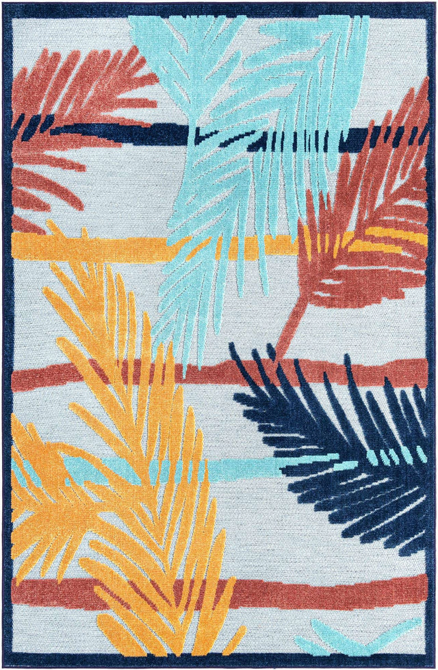 Gray 5' 3 x 8' Belize Outdoor Rectangle Area Rug Weather Resistant for Patio, Deck, Terrace, Balcony, Porch 100% Polypropylene Colorful Fun Coastal Modern Carpet for Outside for Sale at Rug Engine