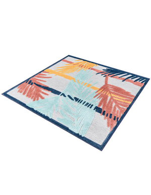 Gray 5' 3 x 5' 3 Belize Outdoor Square Area Rug Weather Resistant for Patio, Deck, Terrace, Balcony, Porch 100% Polypropylene Colorful Fun Coastal Modern Carpet for Outside for Sale at Rug Engine