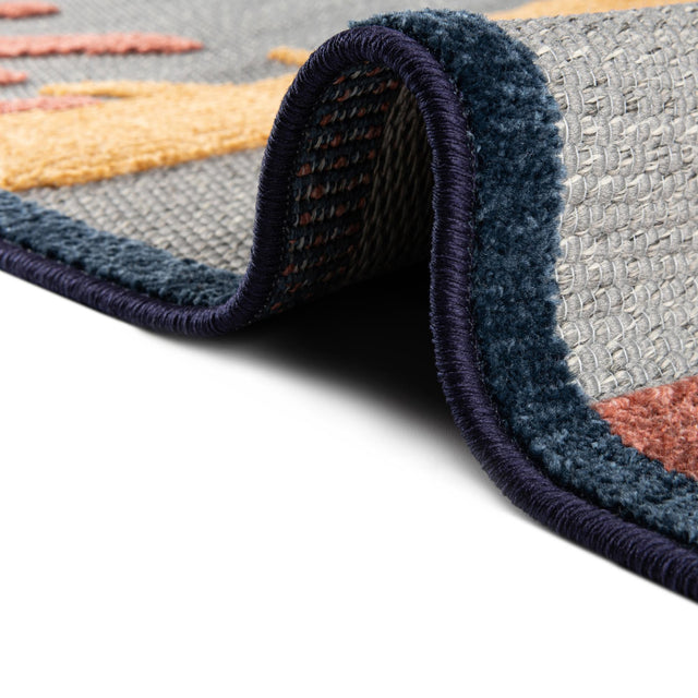 Gray 5' 3 x 5' 3 Belize Outdoor Square Area Rug Weather Resistant for Patio, Deck, Terrace, Balcony, Porch 100% Polypropylene Colorful Fun Coastal Modern Carpet for Outside for Sale at Rug Engine