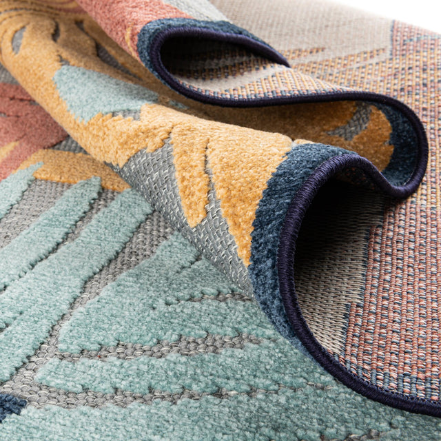 Gray 5' 3 x 5' 3 Belize Outdoor Square Area Rug Weather Resistant for Patio, Deck, Terrace, Balcony, Porch 100% Polypropylene Colorful Fun Coastal Modern Carpet for Outside for Sale at Rug Engine
