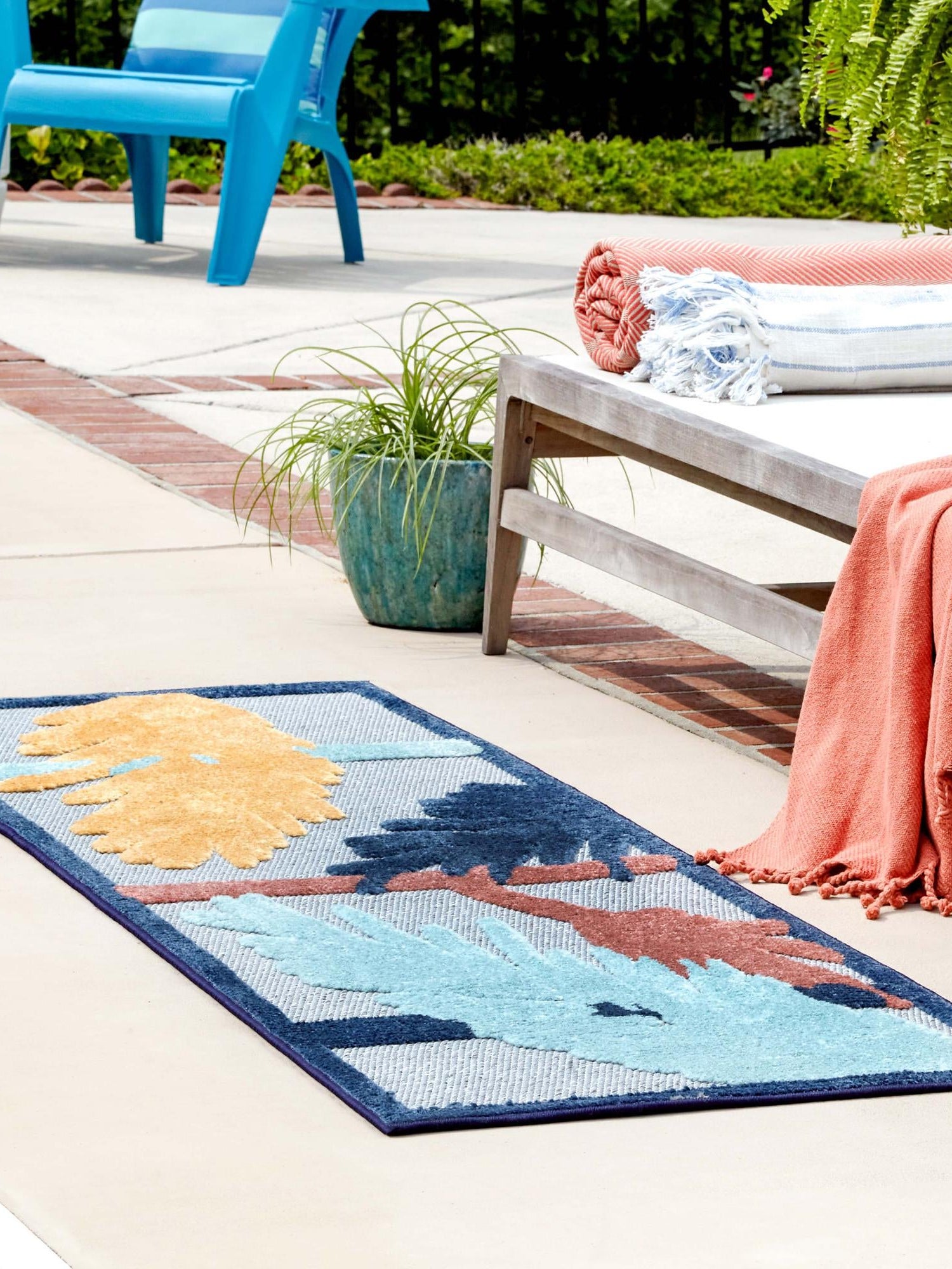 Gray 2' x 6' Belize Outdoor Runner Area Rug Weather Resistant for Patio, Deck, Terrace, Balcony, Porch 100% Polypropylene Colorful Fun Coastal Modern Carpet for Outside for Sale at Rug Engine