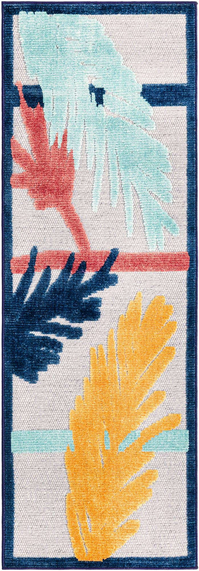 Gray 2' x 6' Belize Outdoor Runner Area Rug Weather Resistant for Patio, Deck, Terrace, Balcony, Porch 100% Polypropylene Colorful Fun Coastal Modern Carpet for Outside for Sale at Rug Engine