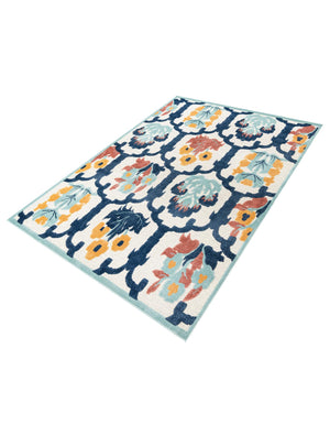 Ivory 7' 10 x 10' Belize Outdoor Rectangle Area Rug Weather Resistant for Patio, Deck, Terrace, Balcony, Porch 100% Polypropylene Colorful Fun Coastal Modern Carpet for Outside for Sale at Rug Engine