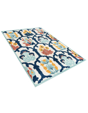 Ivory 7' x 10' Belize Outdoor Rectangle Area Rug Weather Resistant for Patio, Deck, Terrace, Balcony, Porch 100% Polypropylene Colorful Fun Coastal Modern Carpet for Outside for Sale at Rug Engine