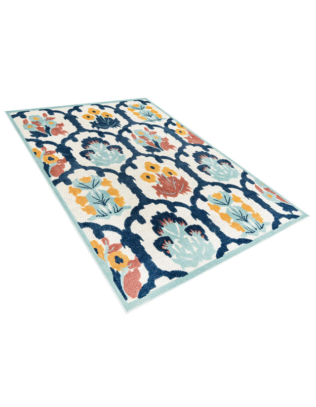Ivory 6' x 9' Belize Outdoor Rectangle Area Rug Weather Resistant for Patio, Deck, Terrace, Balcony, Porch 100% Polypropylene Colorful Fun Coastal Modern Carpet for Outside for Sale at Rug Engine