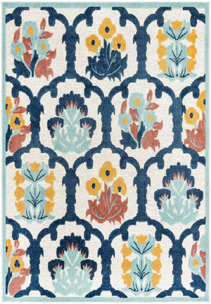Ivory 6' x 9' Belize Outdoor Rectangle Area Rug Weather Resistant for Patio, Deck, Terrace, Balcony, Porch 100% Polypropylene Colorful Fun Coastal Modern Carpet for Outside for Sale at Rug Engine