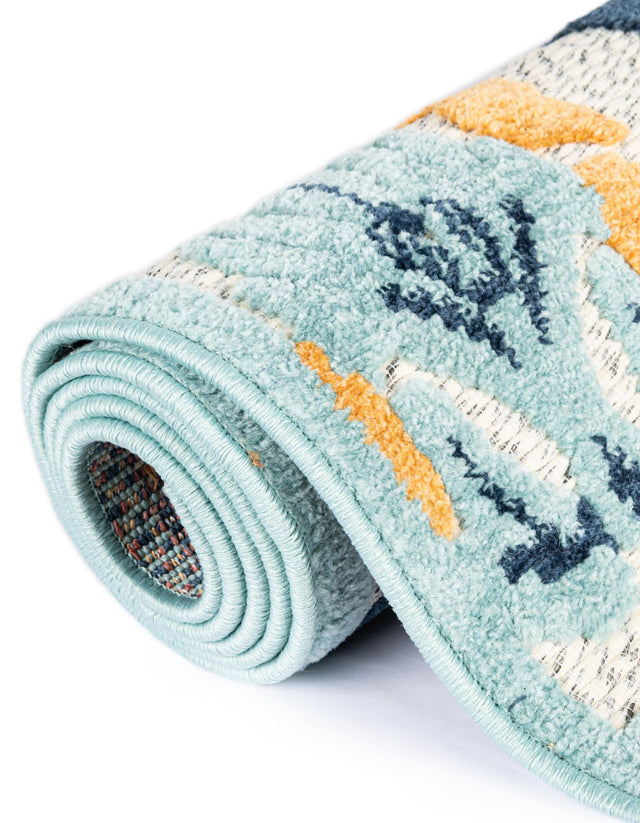 Ivory 7' x 10' Belize Outdoor Rectangle Area Rug Weather Resistant for Patio, Deck, Terrace, Balcony, Porch 100% Polypropylene Colorful Fun Coastal Modern Carpet for Outside for Sale at Rug Engine
