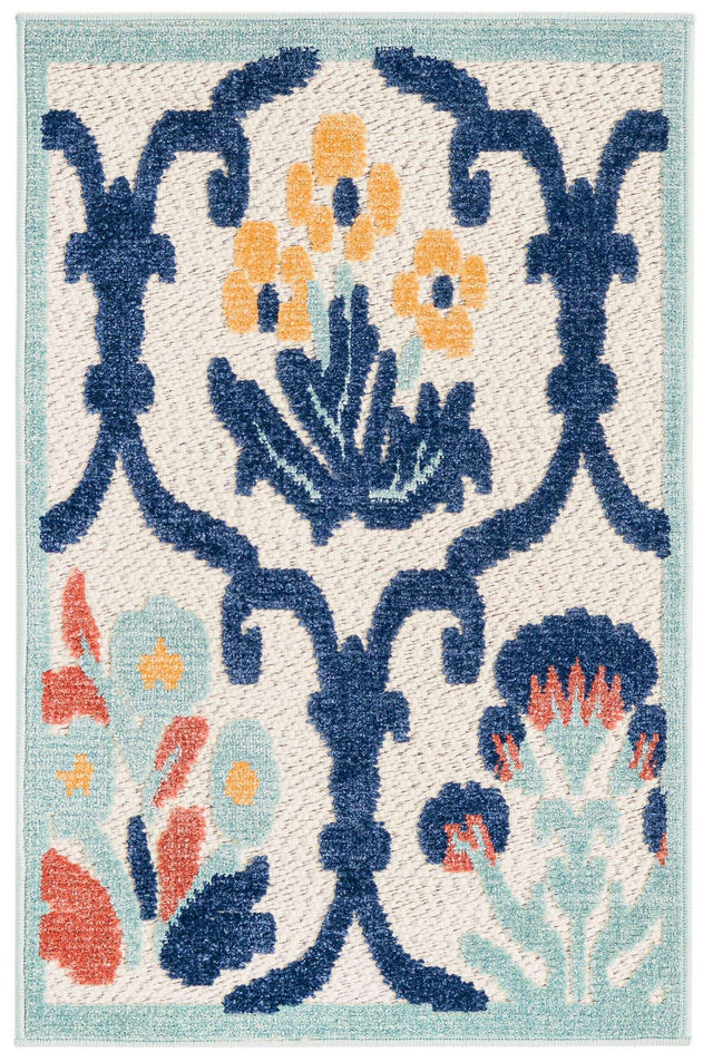 Ivory 2' x 3' Belize Outdoor Rectangle Area Rug Weather Resistant for Patio, Deck, Terrace, Balcony, Porch 100% Polypropylene Colorful Fun Coastal Modern Carpet for Outside for Sale at Rug Engine