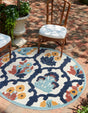 Ivory 3' 3 x 3' 3 Belize Outdoor Round Area Rug Weather Resistant for Patio, Deck, Terrace, Balcony, Porch 100% Polypropylene Colorful Fun Coastal Modern Carpet for Outside for Sale at Rug Engine