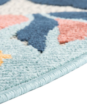 Ivory 3' 3 x 3' 3 Belize Outdoor Round Area Rug Weather Resistant for Patio, Deck, Terrace, Balcony, Porch 100% Polypropylene Colorful Fun Coastal Modern Carpet for Outside for Sale at Rug Engine