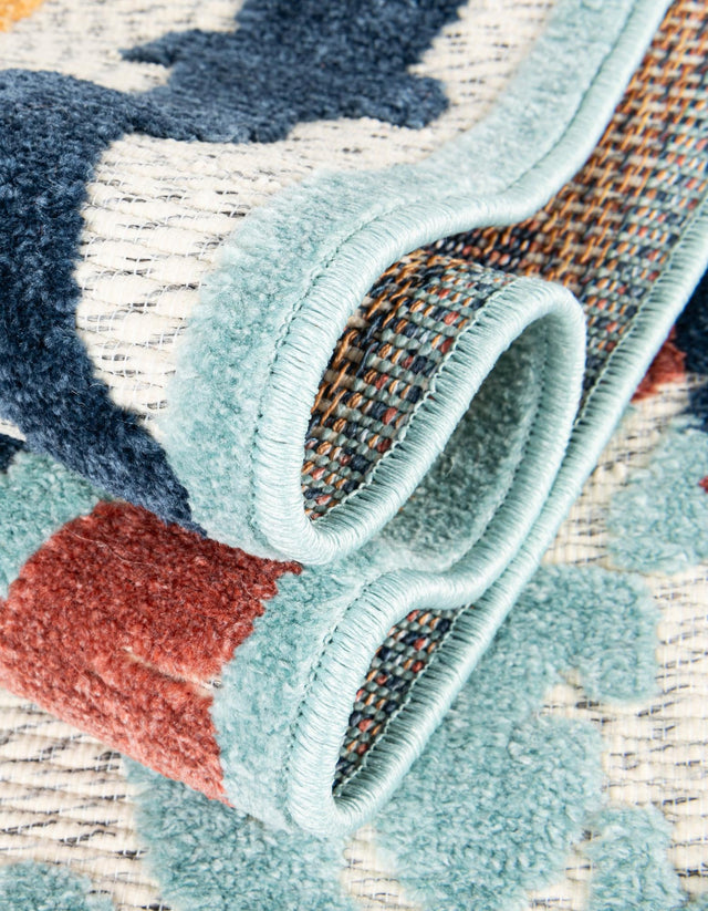 Ivory 2' x 8' Belize Outdoor Runner Area Rug Weather Resistant for Patio, Deck, Terrace, Balcony, Porch 100% Polypropylene Colorful Fun Coastal Modern Carpet for Outside for Sale at Rug Engine