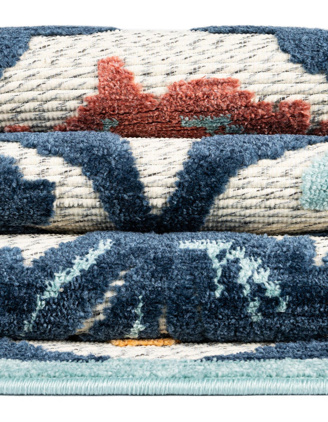 Ivory 2' x 8' Belize Outdoor Runner Area Rug Weather Resistant for Patio, Deck, Terrace, Balcony, Porch 100% Polypropylene Colorful Fun Coastal Modern Carpet for Outside for Sale at Rug Engine