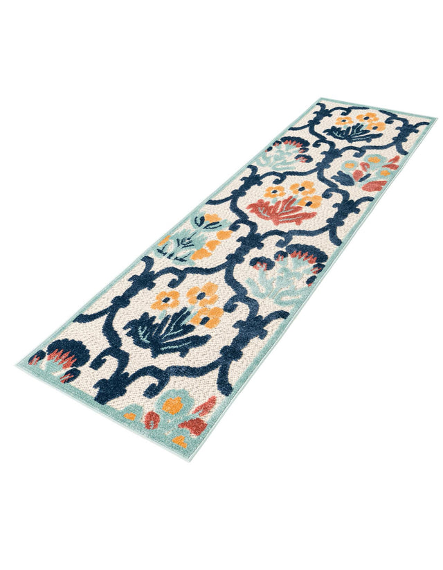 Ivory 2' x 8' Belize Outdoor Runner Area Rug Weather Resistant for Patio, Deck, Terrace, Balcony, Porch 100% Polypropylene Colorful Fun Coastal Modern Carpet for Outside for Sale at Rug Engine